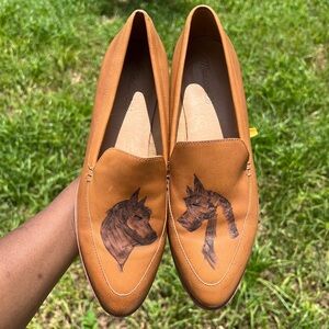 Madewell‎ Brown Leather Loafers with Horse Design Shoes Size 9